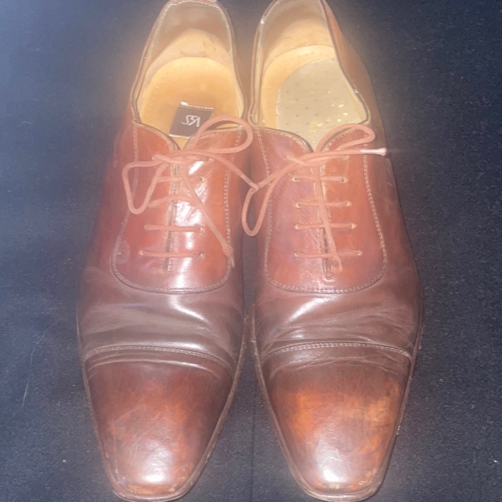 Vero Cuoio Men's Brown Leather Cap Toe Lace Up Shoes Size 8.5 eur 41.5